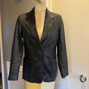 Anthony's genuine leather blazer, black #4996, Women's Sz 14